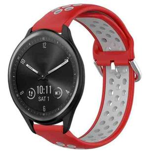 For Garmin Vivomove Sport 20mm Perforated Breathable Sports Silicone Watch Band(Red+Grey)