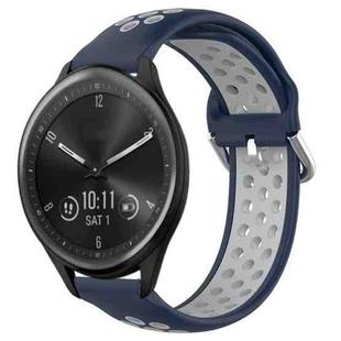 For Garmin Vivomove Sport 20mm Perforated Breathable Sports Silicone Watch Band(Midnight Blue + Gray)