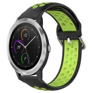 For Garmin Vivoactive3 20mm Perforated Breathable Sports Silicone Watch Band(Black+ Lime)