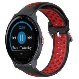 For Garmin Vivoactive3 Music 20mm Perforated Breathable Sports Silicone Watch Band(Black+ Red)
