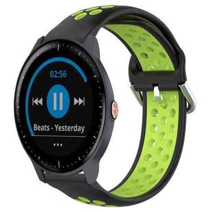 For Garmin Vivoactive3 Music 20mm Perforated Breathable Sports Silicone Watch Band(Black+ Lime)