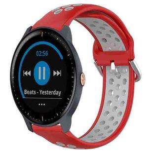 For Garmin Vivoactive3 Music 20mm Perforated Breathable Sports Silicone Watch Band(Red+Grey)