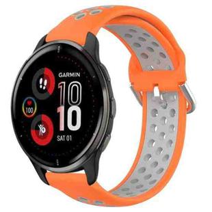 For Garmin Venu 2 Plus 20mm Perforated Breathable Sports Silicone Watch Band(Orange+Grey)