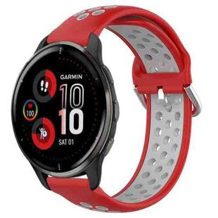 For Garmin Venu 2 Plus 20mm Perforated Breathable Sports Silicone Watch Band(Red+Grey)