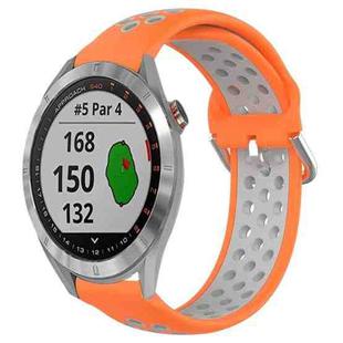 For Garmin Approach S40 20mm Perforated Breathable Sports Silicone Watch Band(Orange+Grey)