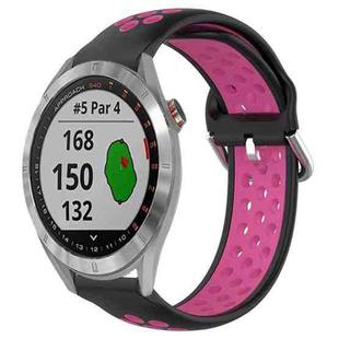 For Garmin Approach S40 20mm Perforated Breathable Sports Silicone Watch Band(Black+Rose Red)