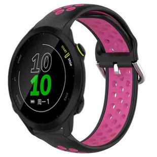 For Garmin Forerunner 158 20mm Perforated Breathable Sports Silicone Watch Band(Black+Rose Red)