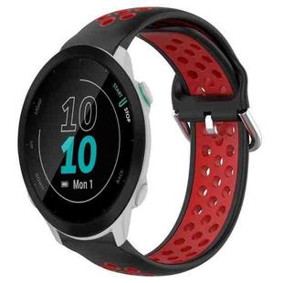 For Garmin Forerunner 55 20mm Perforated Breathable Sports Silicone Watch Band(Black+ Red)