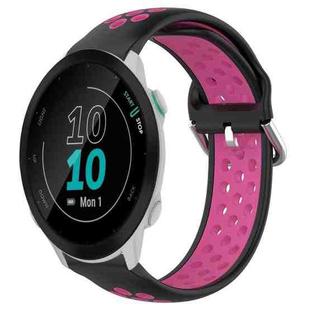 For Garmin Forerunner 55 20mm Perforated Breathable Sports Silicone Watch Band(Black+Rose Red)