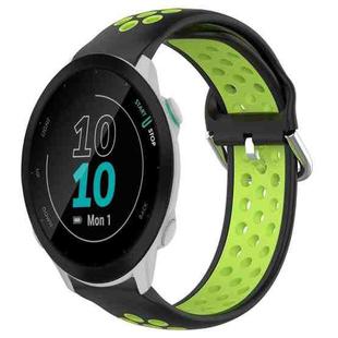 For Garmin Forerunner 55 20mm Perforated Breathable Sports Silicone Watch Band(Black+ Lime)