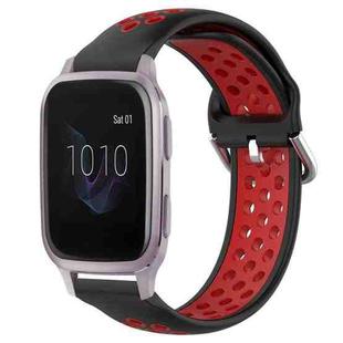For Garmin Venu SQ 20mm Perforated Breathable Sports Silicone Watch Band(Black+ Red)