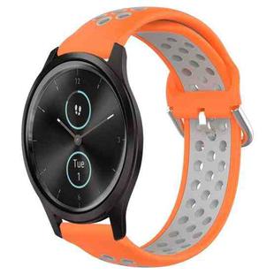 For Garmin VivoMove Style 20mm Perforated Breathable Sports Silicone Watch Band(Orange+Grey)