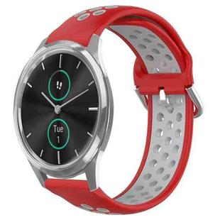 For Garmin VivoMove Luxe 20mm Perforated Breathable Sports Silicone Watch Band(Red+Grey)