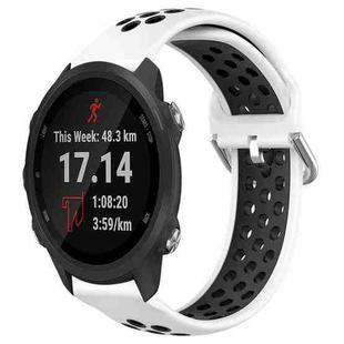 For Garmin Forerunner 245 20mm Perforated Breathable Sports Silicone Watch Band(White+Black)