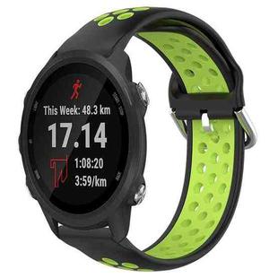 For Garmin Forerunner 245 20mm Perforated Breathable Sports Silicone Watch Band(Black+ Lime)