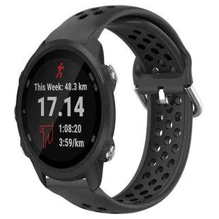 For Garmin Forerunner 245 20mm Perforated Breathable Sports Silicone Watch Band(Black)