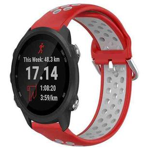 For Garmin Forerunner 245 20mm Perforated Breathable Sports Silicone Watch Band(Red+Grey)