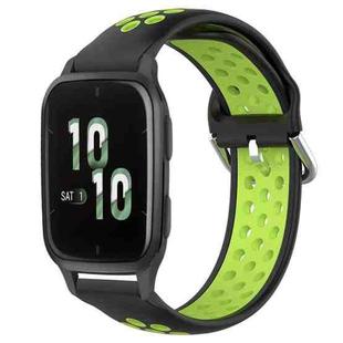 For Garmin Forerunner Sq2 20mm Perforated Breathable Sports Silicone Watch Band(Black+ Lime)