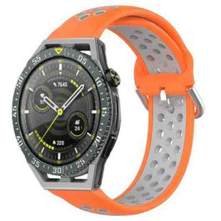 For Huawei Watch GT3 SE 22mm Perforated Breathable Sports Silicone Watch Band(Orange+Grey)