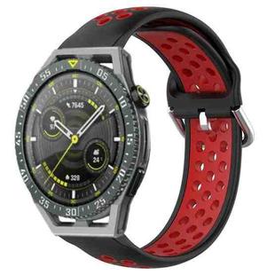 For Huawei Watch GT3 SE 22mm Perforated Breathable Sports Silicone Watch Band(Black+ Red)