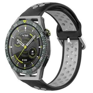 For Huawei Watch GT3 SE 22mm Perforated Breathable Sports Silicone Watch Band(Black+ Grey)