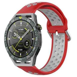 For Huawei Watch GT3 SE 22mm Perforated Breathable Sports Silicone Watch Band(Red+Grey)