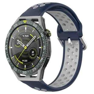 For Huawei Watch GT3 SE 22mm Perforated Breathable Sports Silicone Watch Band(Midnight Blue + Gray)