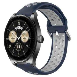 For Huawei Watch Buds 22mm Perforated Breathable Sports Silicone Watch Band(Midnight Blue + Gray)