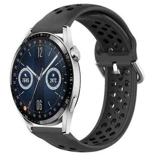 For Huawei Watch GT3 46mm 22mm Perforated Breathable Sports Silicone Watch Band(Black)
