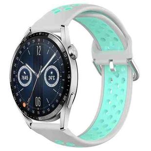 For Huawei Watch GT3 46mm 22mm Perforated Breathable Sports Silicone Watch Band(Grey+Water Duck)
