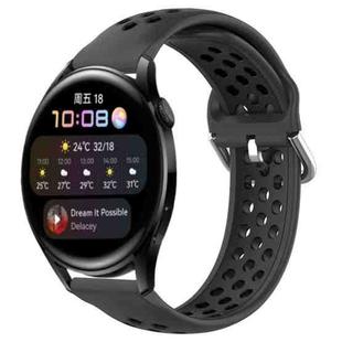 For Huawei Watch 3 22mm Perforated Breathable Sports Silicone Watch Band(Black)