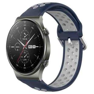 For Huawei GT2 Pro 22mm Perforated Breathable Sports Silicone Watch Band(Midnight Blue + Gray)