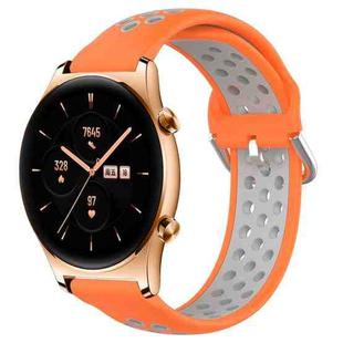 For Honor Watch GS 3 22mm Perforated Breathable Sports Silicone Watch Band(Orange+Grey)