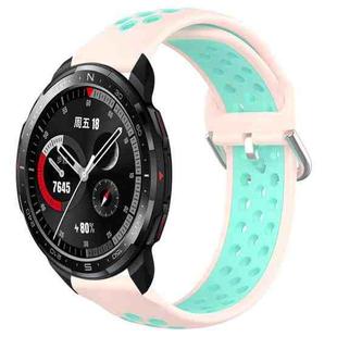For Honor Watch GS Pro 22mm Perforated Breathable Sports Silicone Watch Band(Pink+ Water Duck)