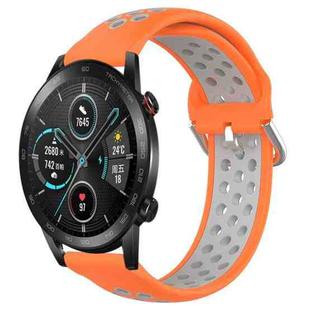 For Honor Magic Watch 2 46mm 22mm Perforated Breathable Sports Silicone Watch Band(Orange+Grey)
