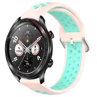 For Honor Watch Dream 22mm Perforated Breathable Sports Silicone Watch Band(Pink+ Water Duck)