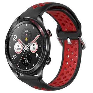 For Honor Watch Dream 22mm Perforated Breathable Sports Silicone Watch Band(Black+ Red)