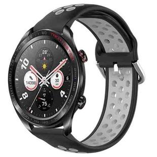 For Honor Watch Dream 22mm Perforated Breathable Sports Silicone Watch Band(Black+ Grey)