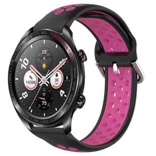 For Honor Watch Dream 22mm Perforated Breathable Sports Silicone Watch Band(Black+Rose Red)