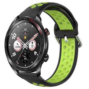 For Honor Watch Dream 22mm Perforated Breathable Sports Silicone Watch Band(Black+ Lime)