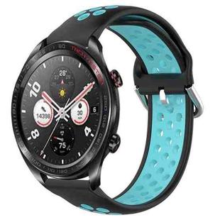 For Honor Watch Dream 22mm Perforated Breathable Sports Silicone Watch Band(Black+Blue)