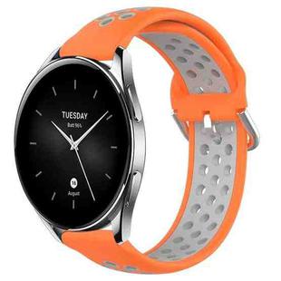 For Xiaomi Watch S2 42mm 22mm Perforated Breathable Sports Silicone Watch Band(Orange+Grey)