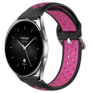For Xiaomi Watch S2 42mm 22mm Perforated Breathable Sports Silicone Watch Band(Black+Rose Red)