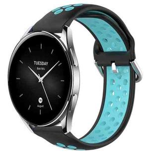 For Xiaomi Watch S2 42mm 22mm Perforated Breathable Sports Silicone Watch Band(Black+Blue)