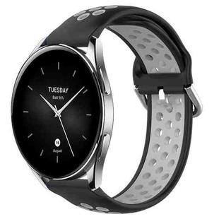 For Xiaomi Watch S2 46mm 22mm Perforated Breathable Sports Silicone Watch Band(Black+Grey)