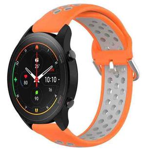 For Xiaomi MI Watch S1 Pro 22mm Perforated Breathable Sports Silicone Watch Band(Orange+Grey)