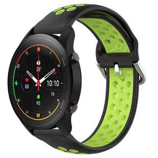 For Xiaomi MI Watch S1 Pro 22mm Perforated Breathable Sports Silicone Watch Band(Black+Lime)
