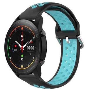 For Xiaomi MI Watch S1 Pro 22mm Perforated Breathable Sports Silicone Watch Band(Black+Blue)