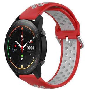 For Xiaomi MI Watch S1 Pro 22mm Perforated Breathable Sports Silicone Watch Band(Red+Grey)