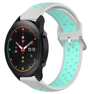 For Xiaomi MI Watch S1 Pro 22mm Perforated Breathable Sports Silicone Watch Band(Grey+Water Duck)